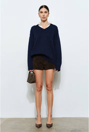 Navy Collared V-Neck Sweater