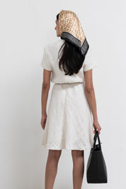 Vintage Ivory Linen Midi Dress