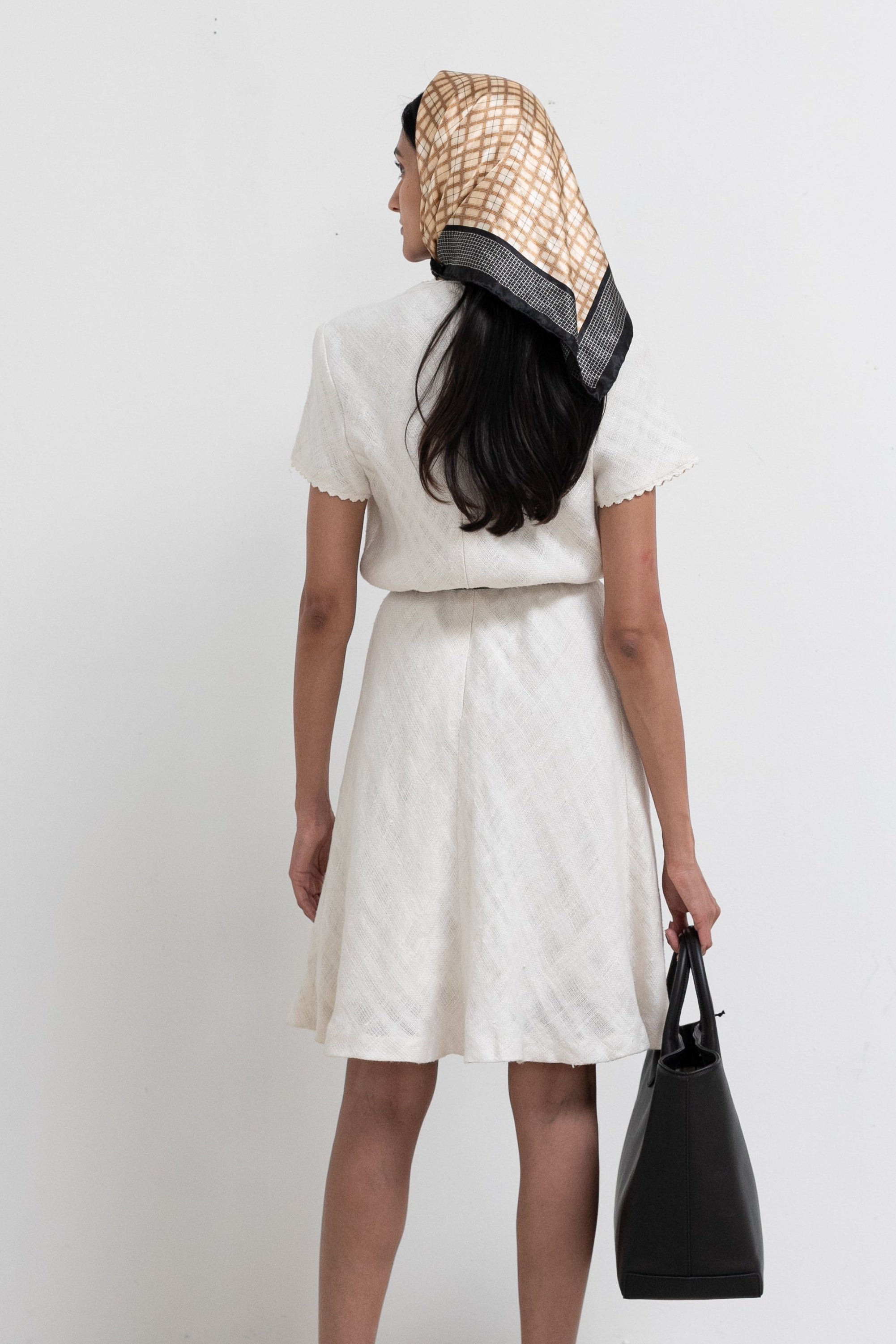 Vintage Ivory Linen Midi Dress