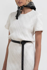 Vintage Ivory Linen Midi Dress