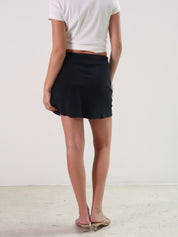 Black Madison Silk Mini Skirt