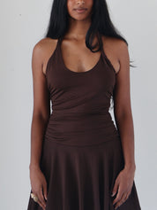 Espresso Brown Bailey Mini Halter Dress