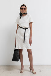 Vintage Ivory Linen Midi Dress