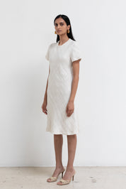 Vintage Ivory Linen Midi Dress