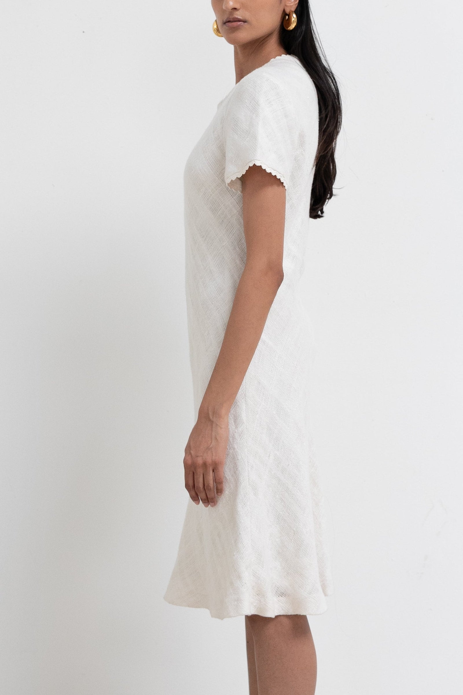 Vintage Ivory Linen Midi Dress