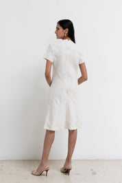 Vintage Ivory Linen Midi Dress