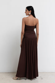 Chocolate Brown Strapless Maxi Dress