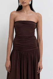 Chocolate Brown Strapless Maxi Dress