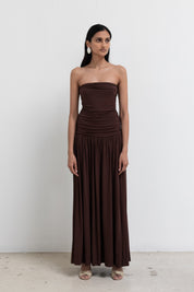 Chocolate Brown Strapless Maxi Dress