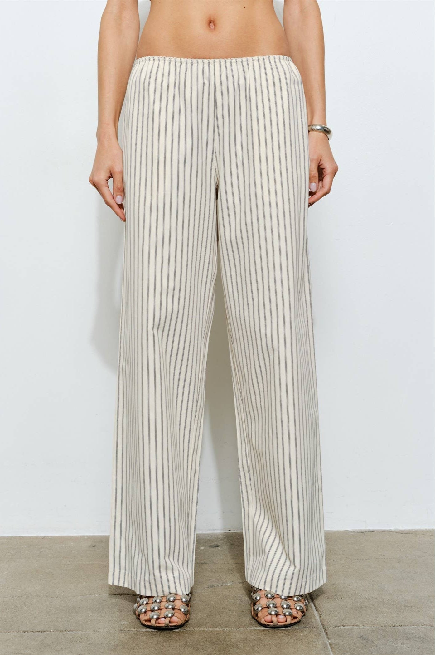 Elara Cream Striped Lounge Pants
