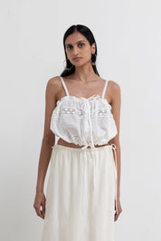 White Lace Abrielle Tie Top