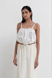 White Lace Abrielle Tie Top
