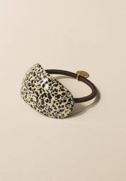 Curved Oval Leopard Print Resin Hair Tie
