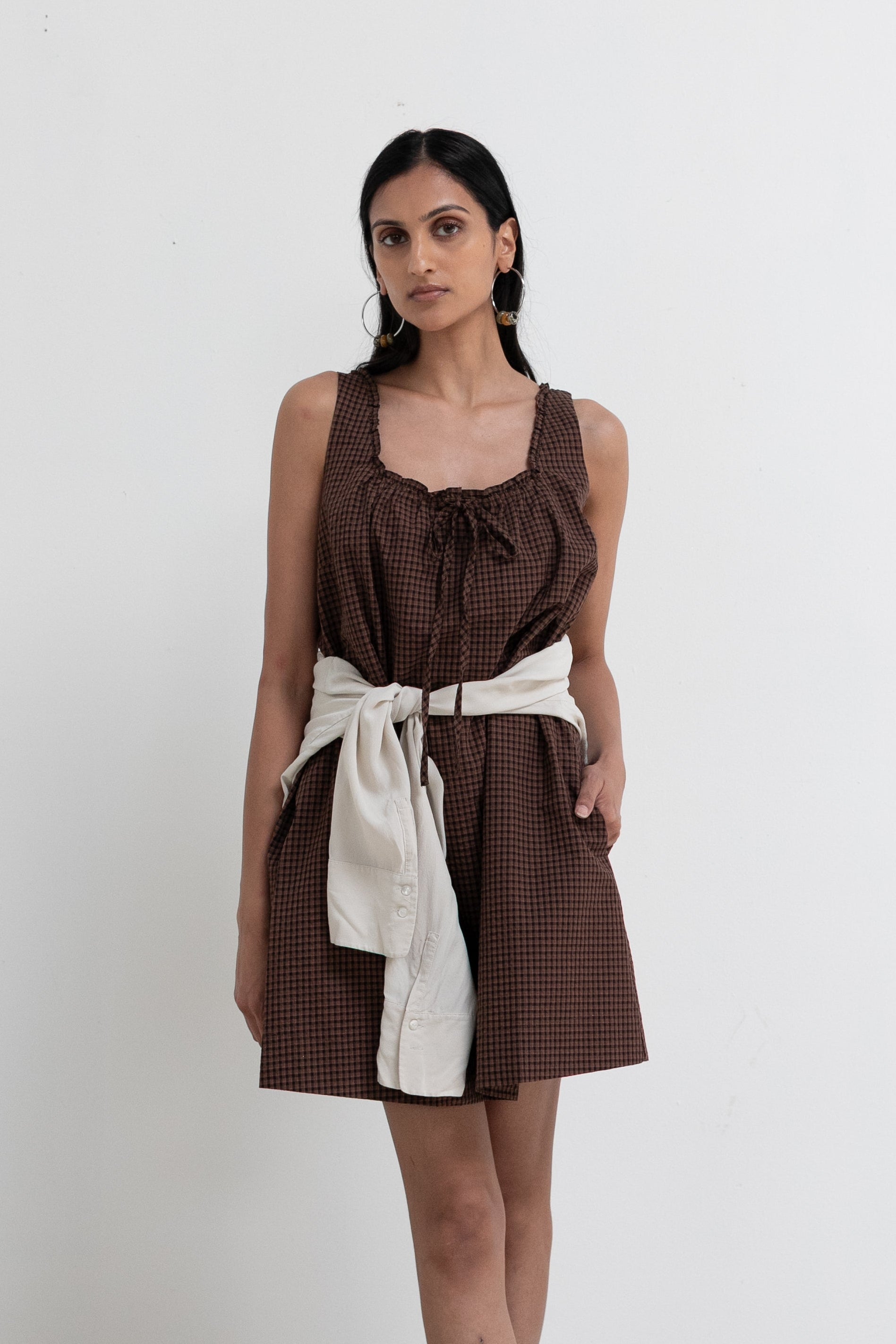Brown Plaid Gabby Mini Dress