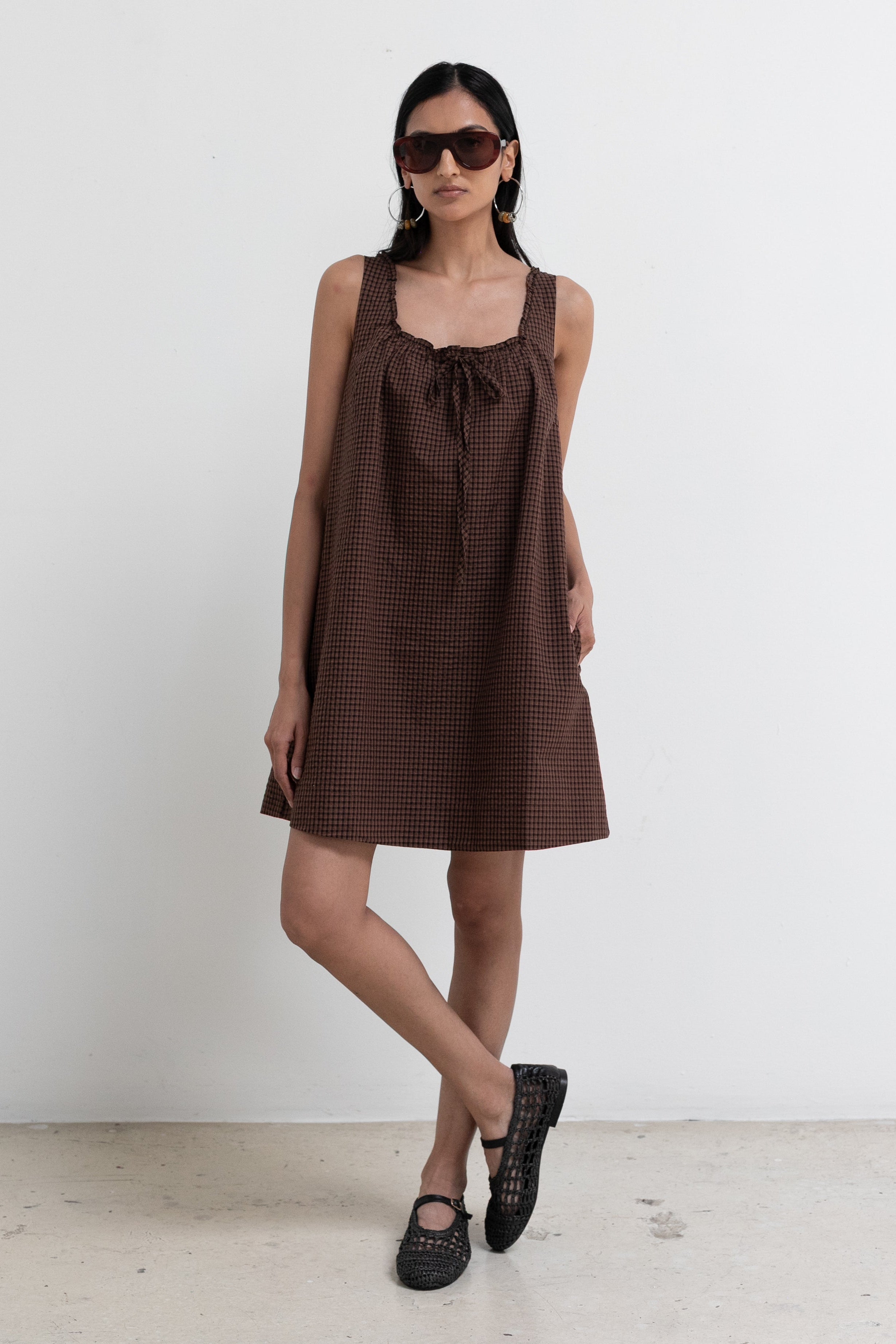 Brown Plaid Gabby Mini Dress