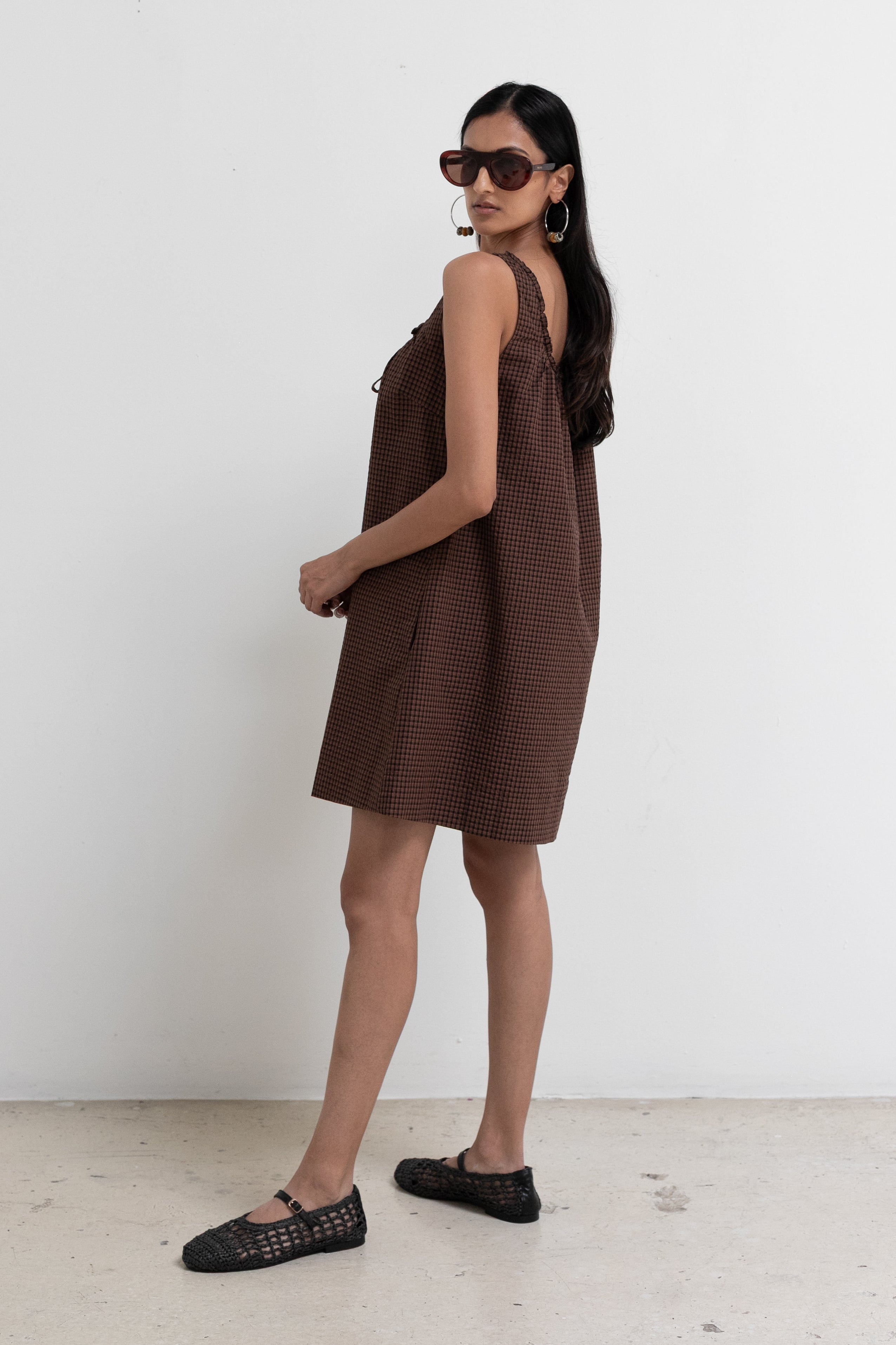 Brown Plaid Gabby Mini Dress