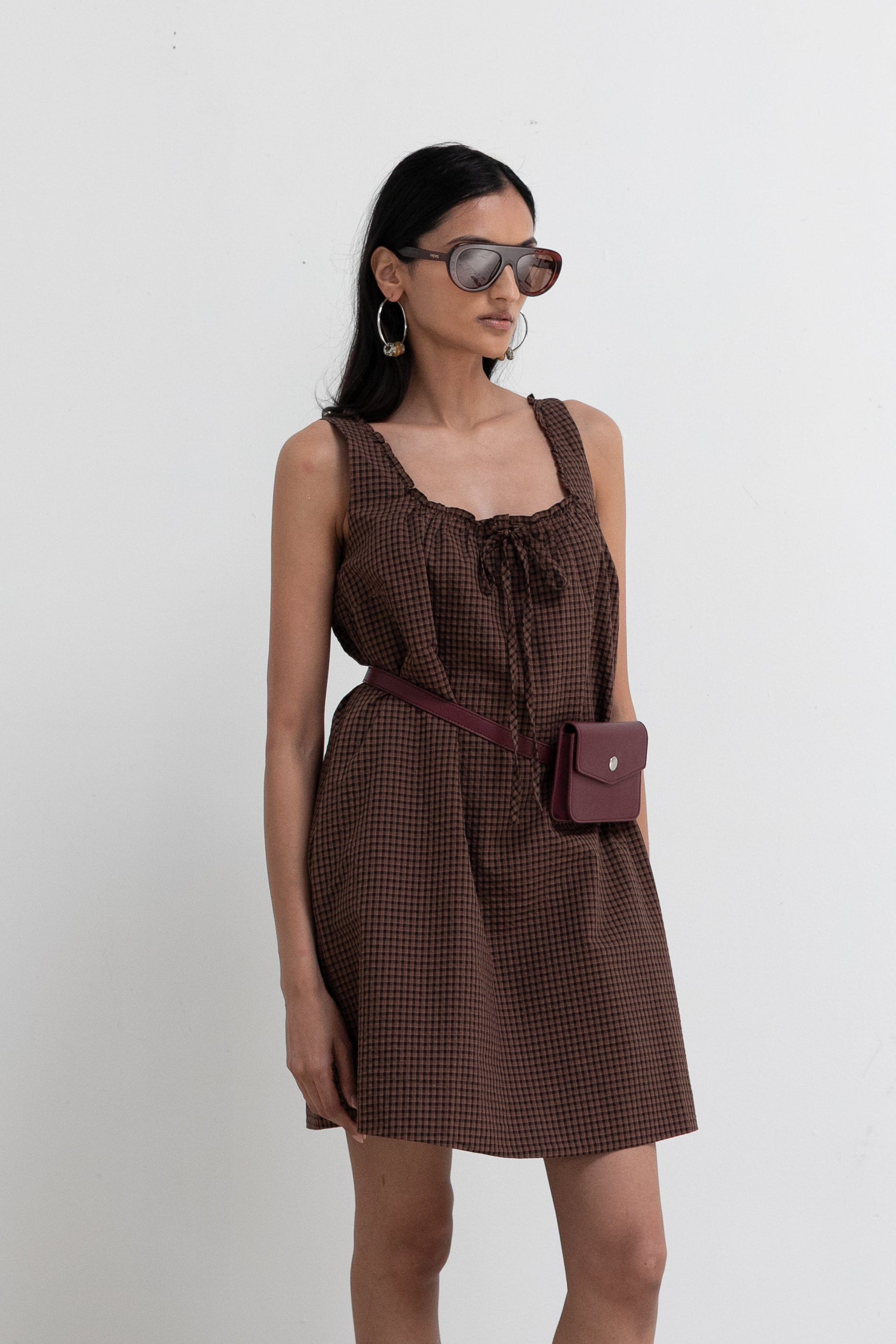 Brown Plaid Gabby Mini Dress