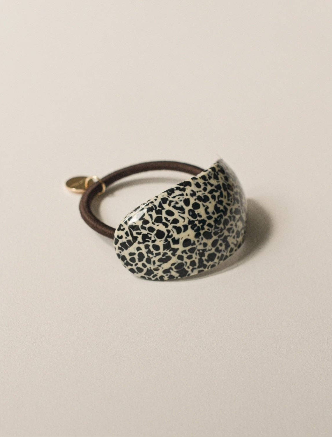 Curved Oval Leopard Print Resin Hair Tie