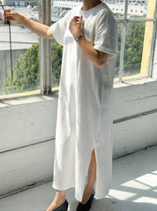 White Cotton Her T-Shirt Dress