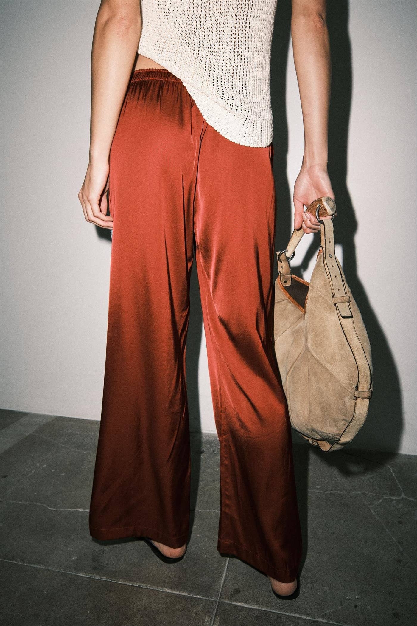 Burgundy Fiona Satin Track Pants