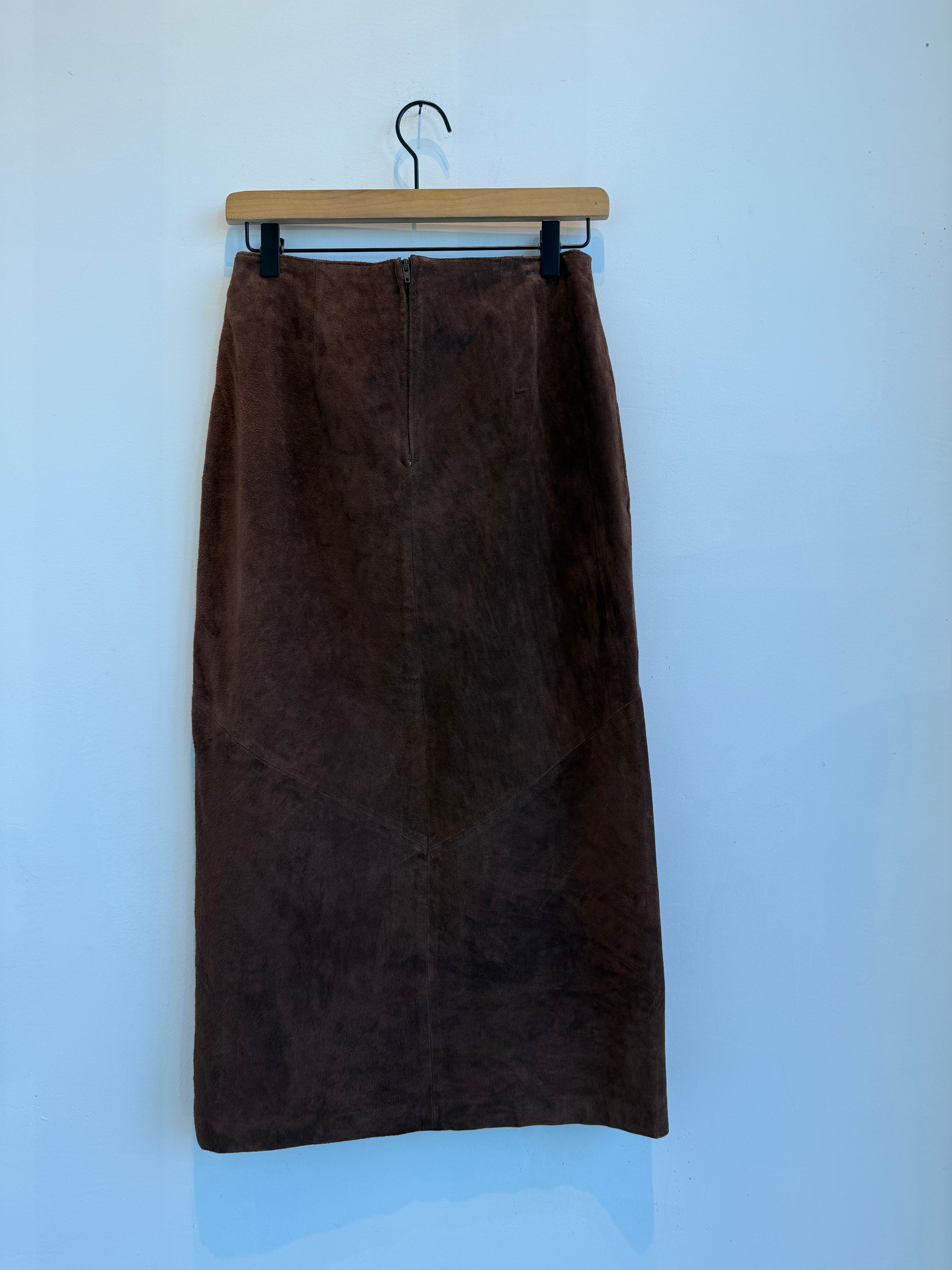 Vintage Brown Suede Leather Skirt