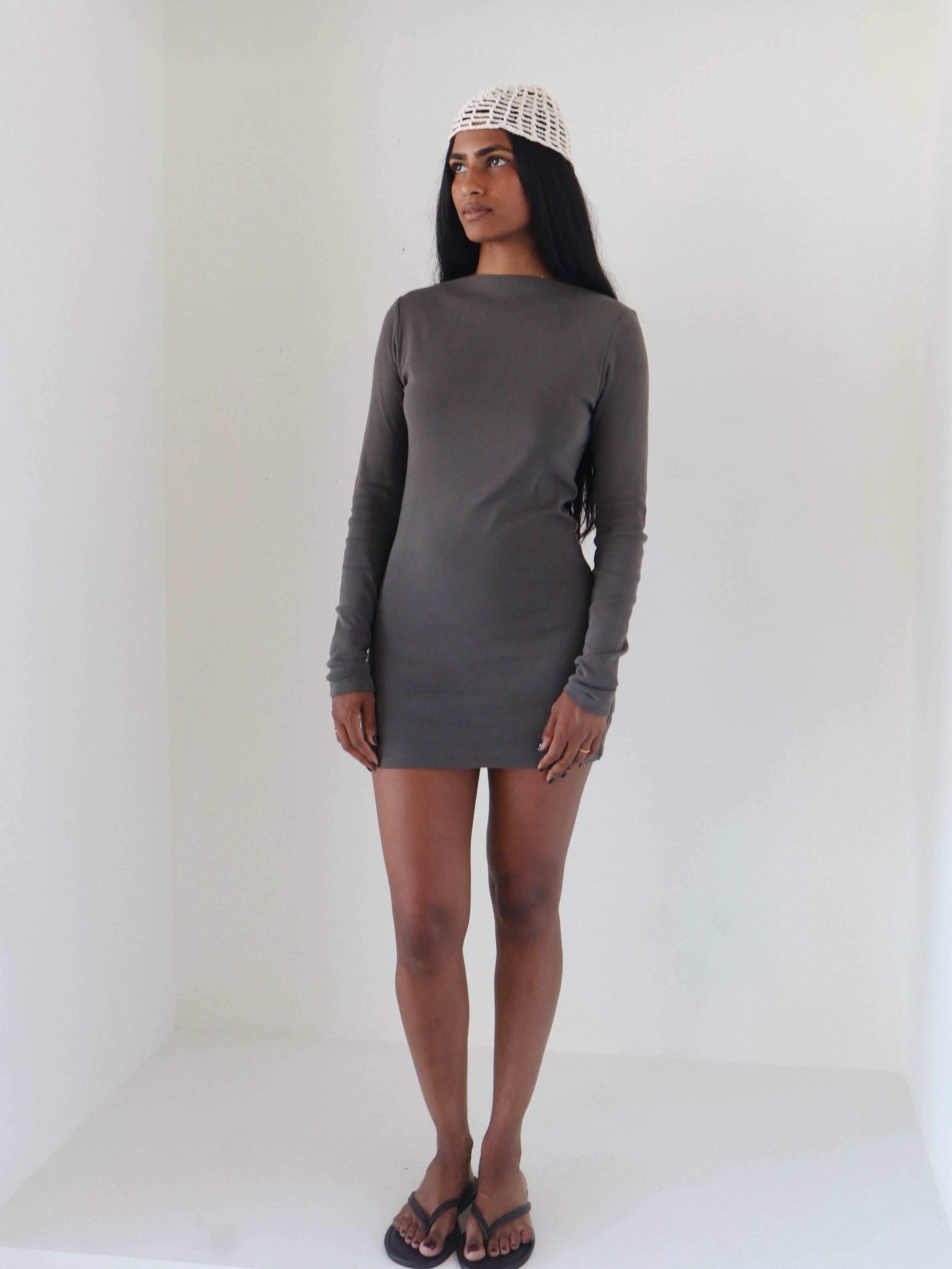 St. Agni Khaki Organic Cotton Bateau Dress
