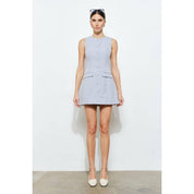Light Blue Lenore Button-Front Sleeveless Mini Dress