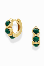 Gold Corynn Malachite Gemstone Huggies