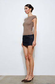 Taupe Paola Open-Back Textured Top