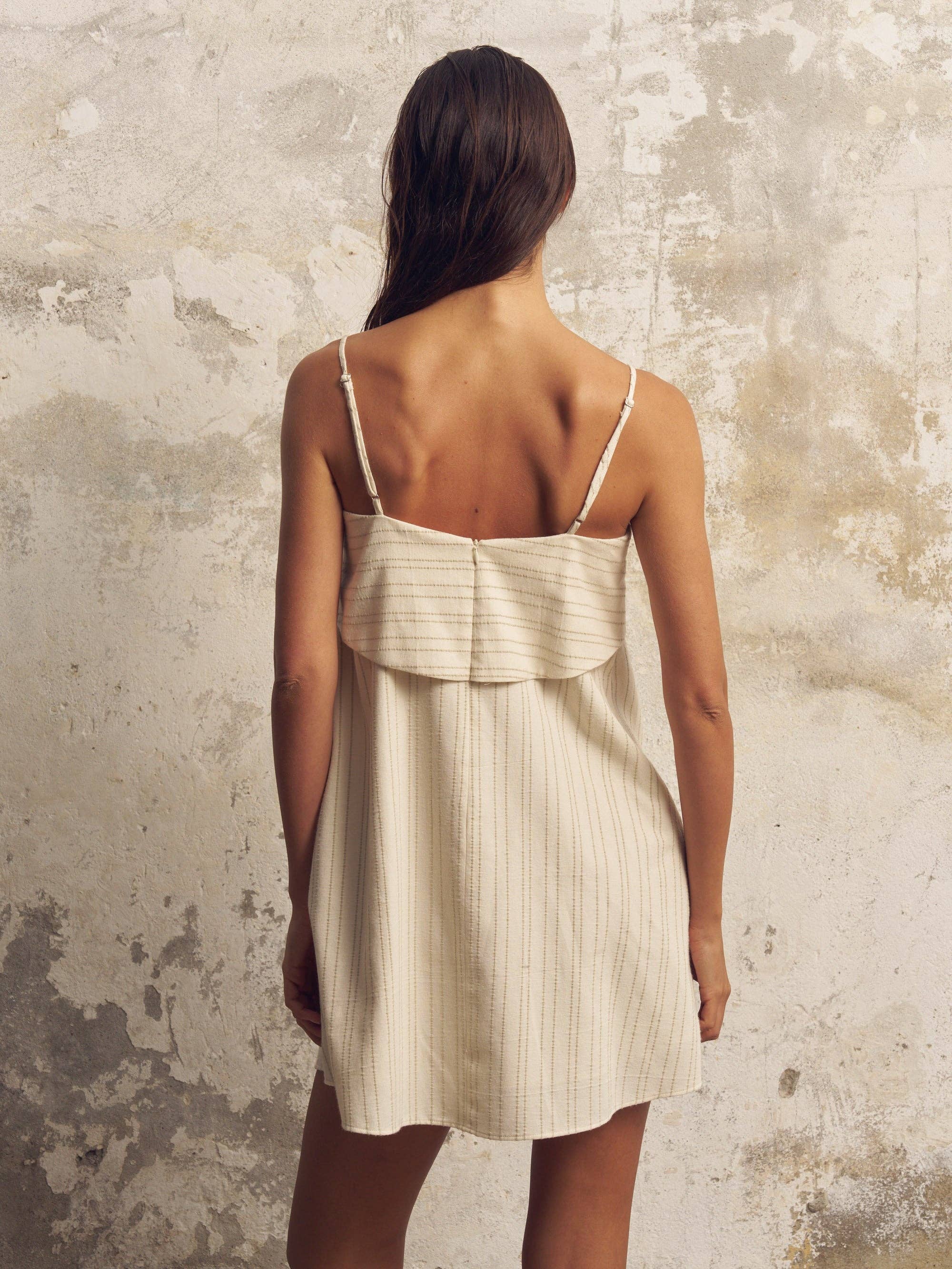 The Handloom Oatmeal Stripe Mini Dress