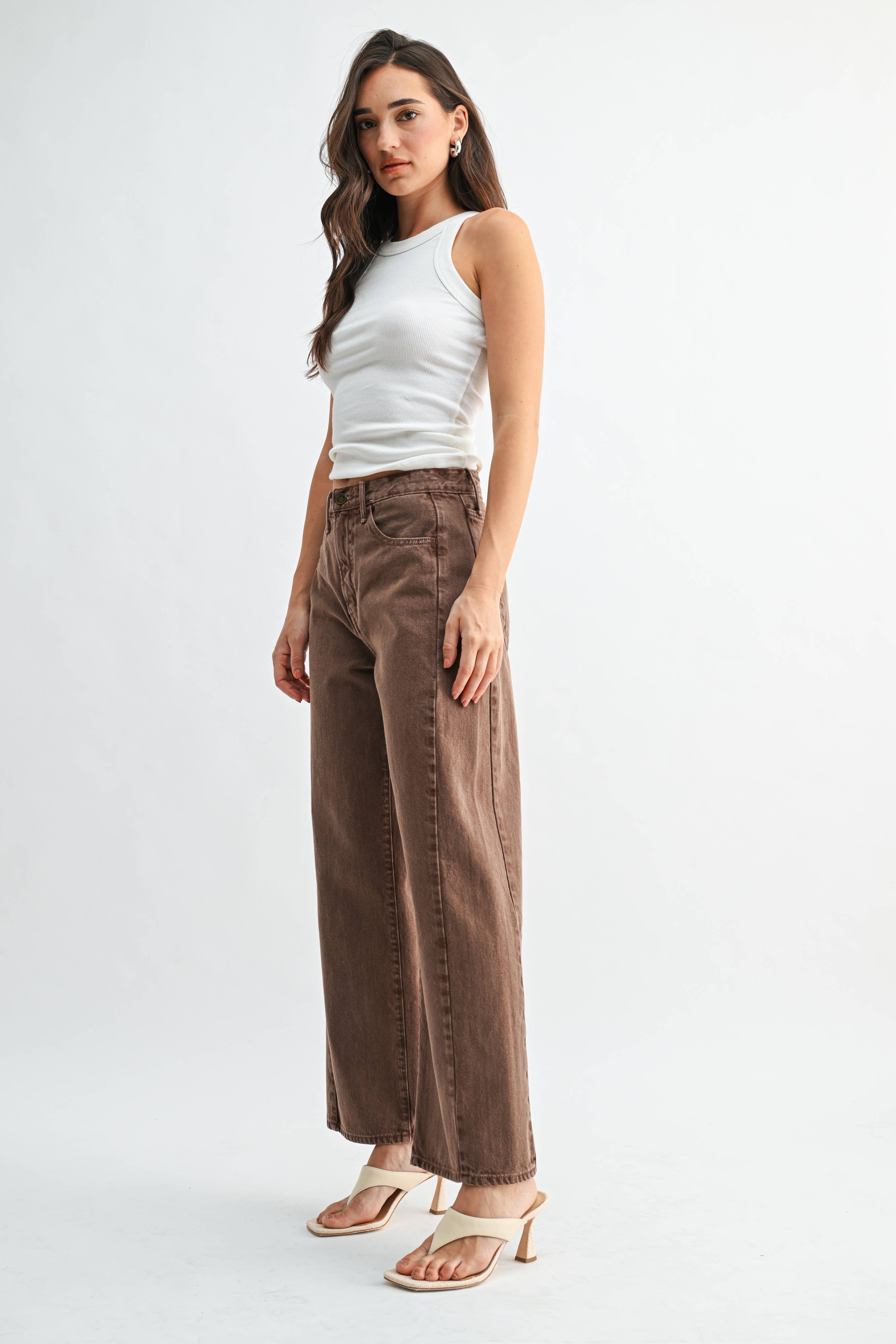 Just Black Denim Vintage Brown Barrel Jean Twist