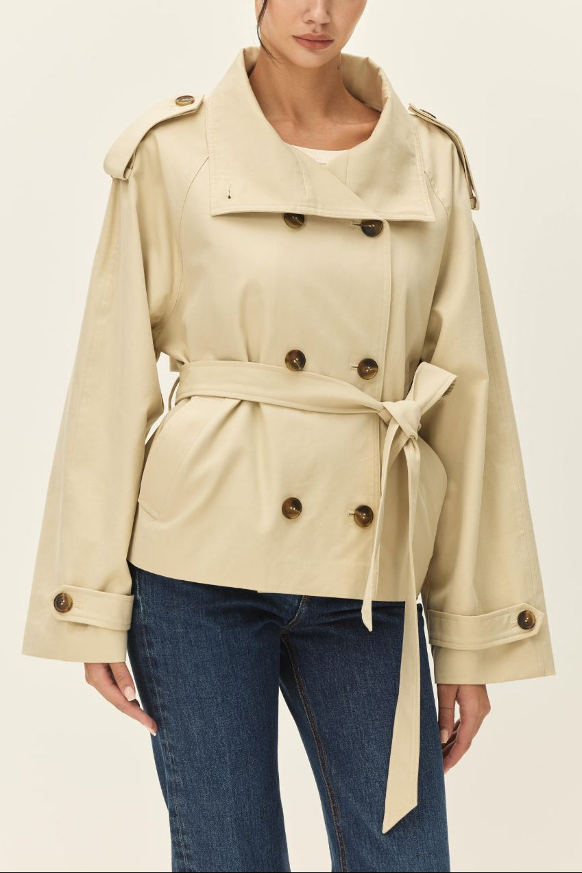 Khaki Cropped Trench Coat