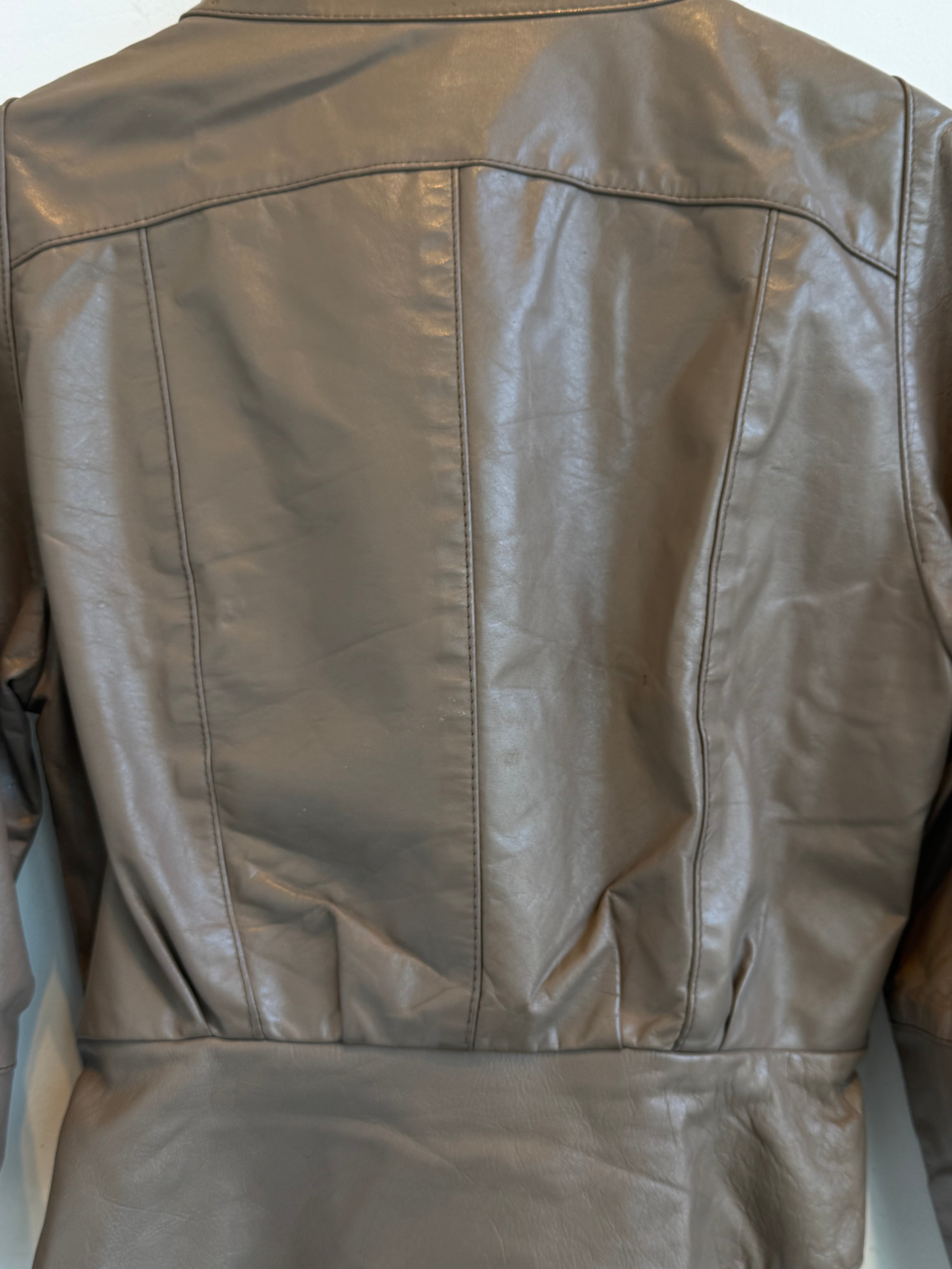 Vintage Tan Leather Bomber Jacket