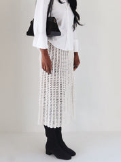 Vintage White Crochet Midi Skirt