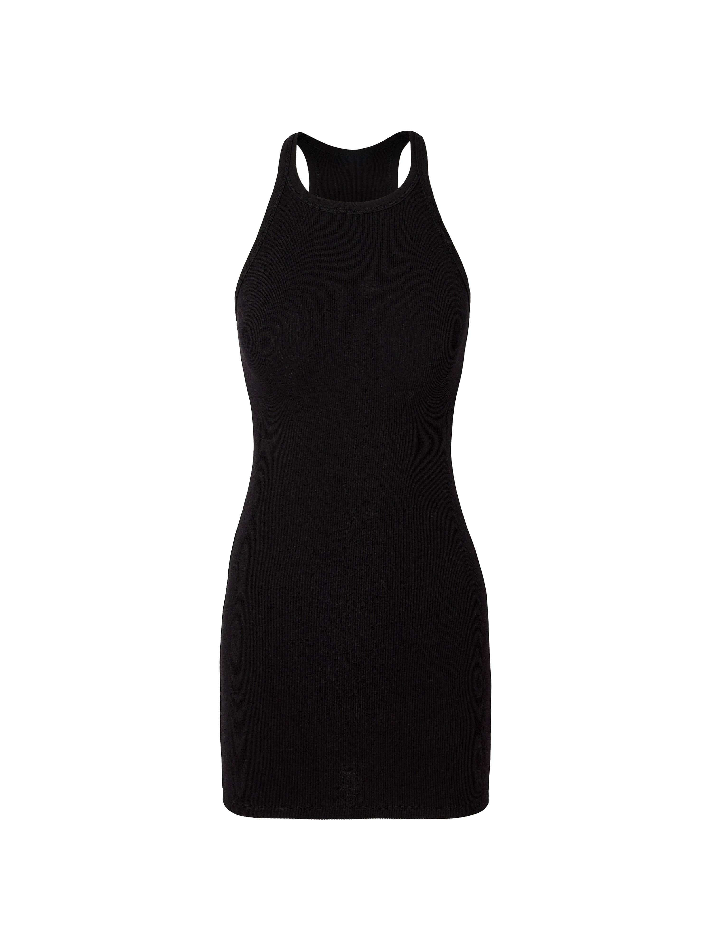 Black Ribbed West Mini Dress