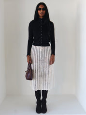 Vintage White Crochet Midi Skirt