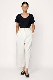 Ivory Cotton Boyfriend Pant
