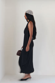 Black Wrap Scarf Hilaire Midi Dress