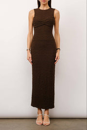 Camilla Textured Espresso Brown Maxi Dress