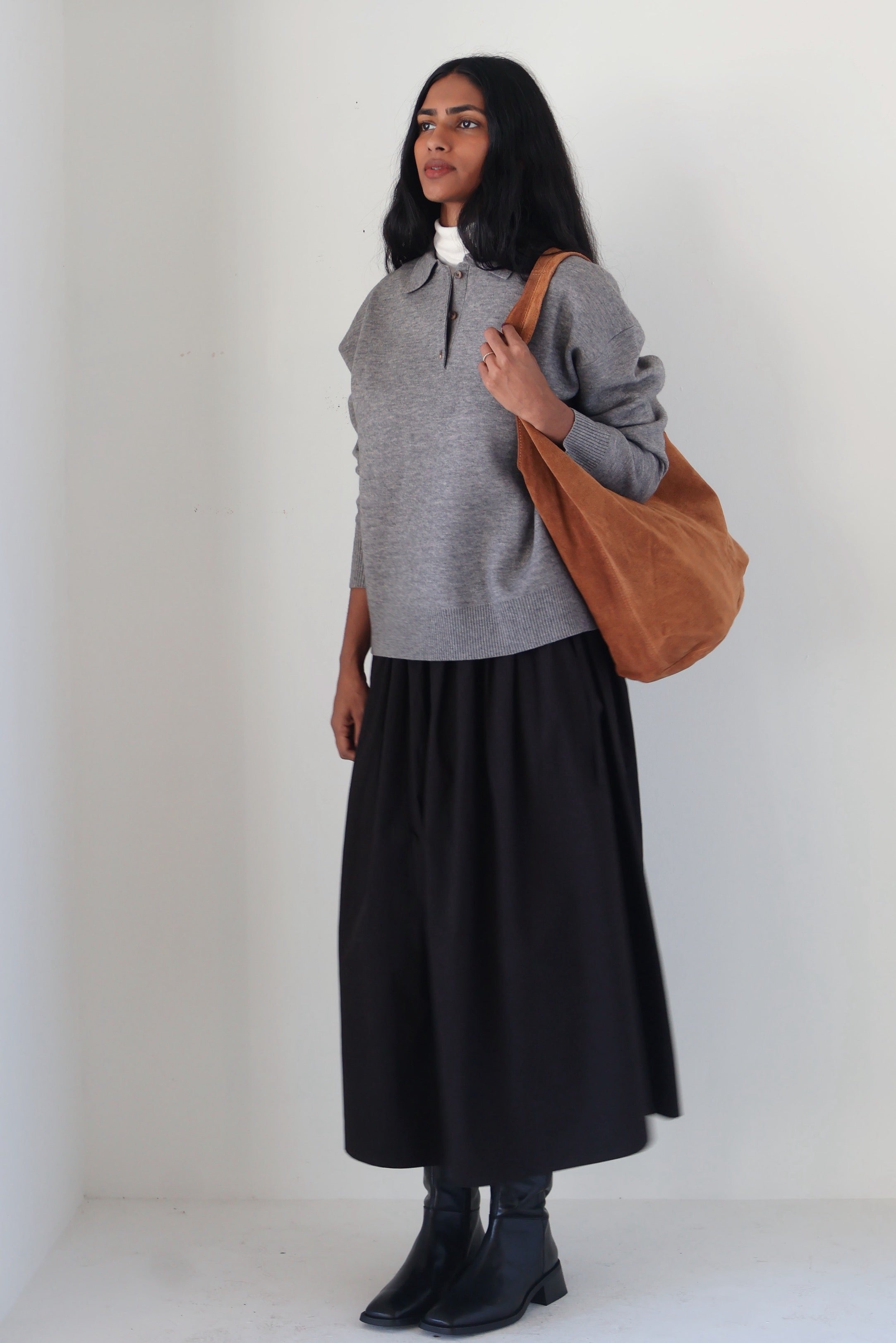 Heather Grey Marlowe Polo Sweater