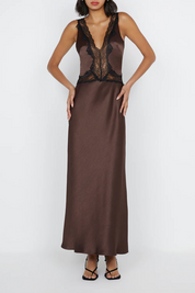 Bec + Bridge Chocolate Allegra Lace Trim Dress