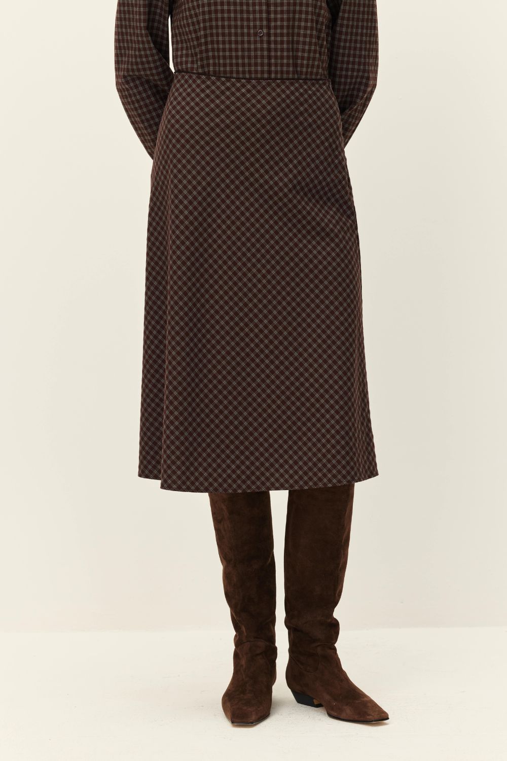 Brown Plaid Colette Bias Skirt