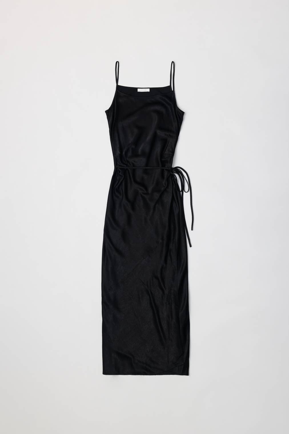 Black Satin Orion Wrap Maxi Dress