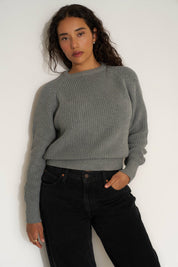 Heather Grey Cotton Crewneck Sweater