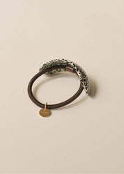 Curved Oval Leopard Print Resin Hair Tie