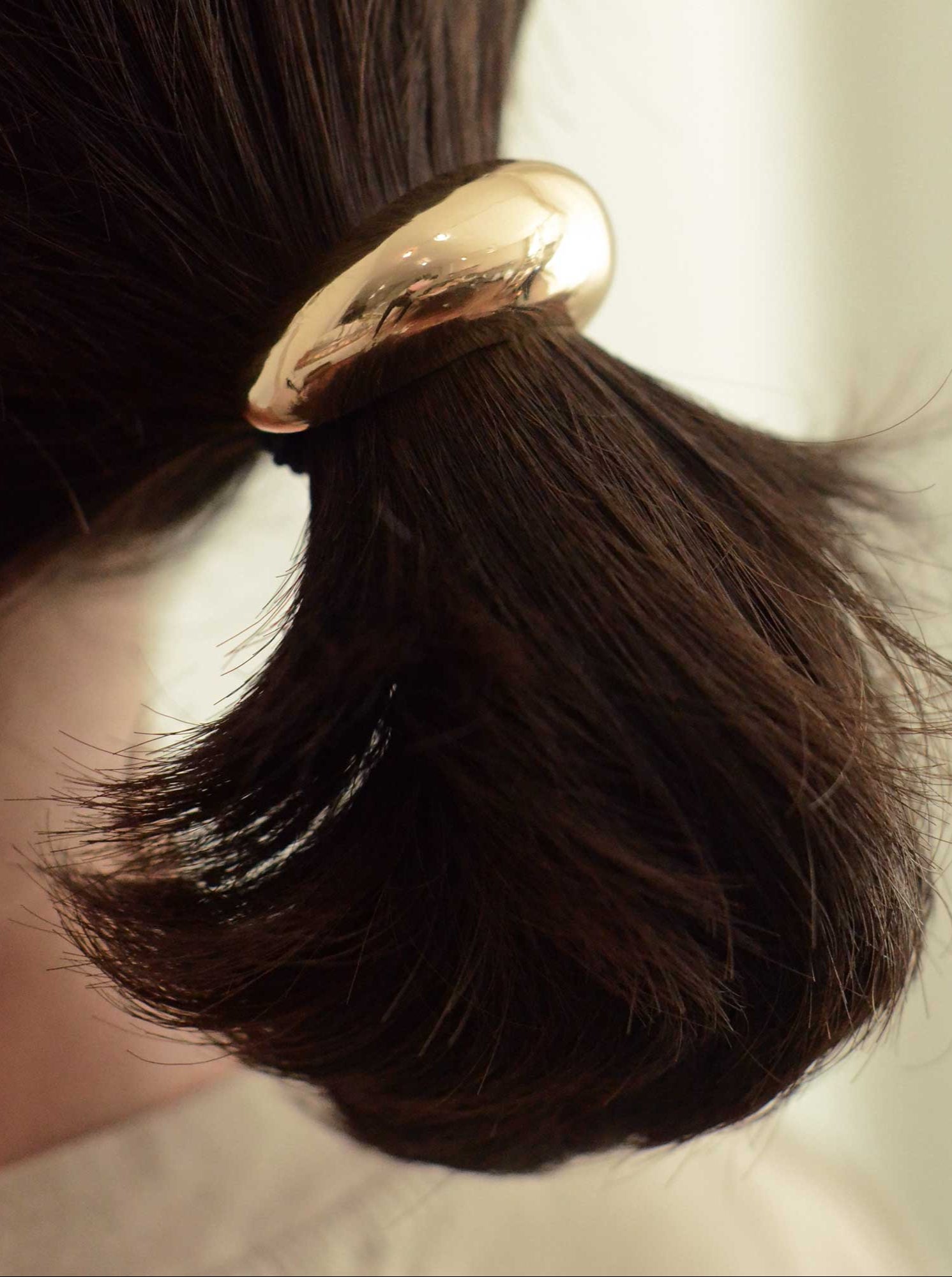 Gold Narrow Crescent Metal Cuff Hair Tie