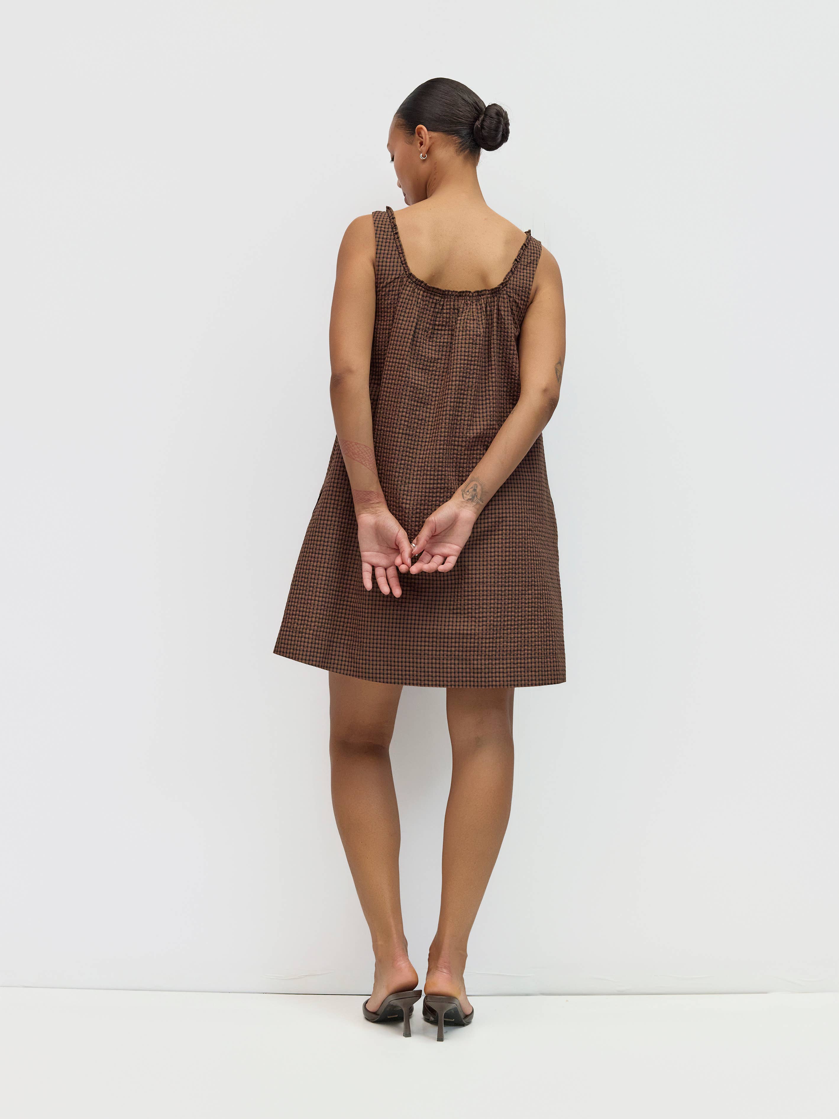 Brown Plaid Gabby Mini Dress