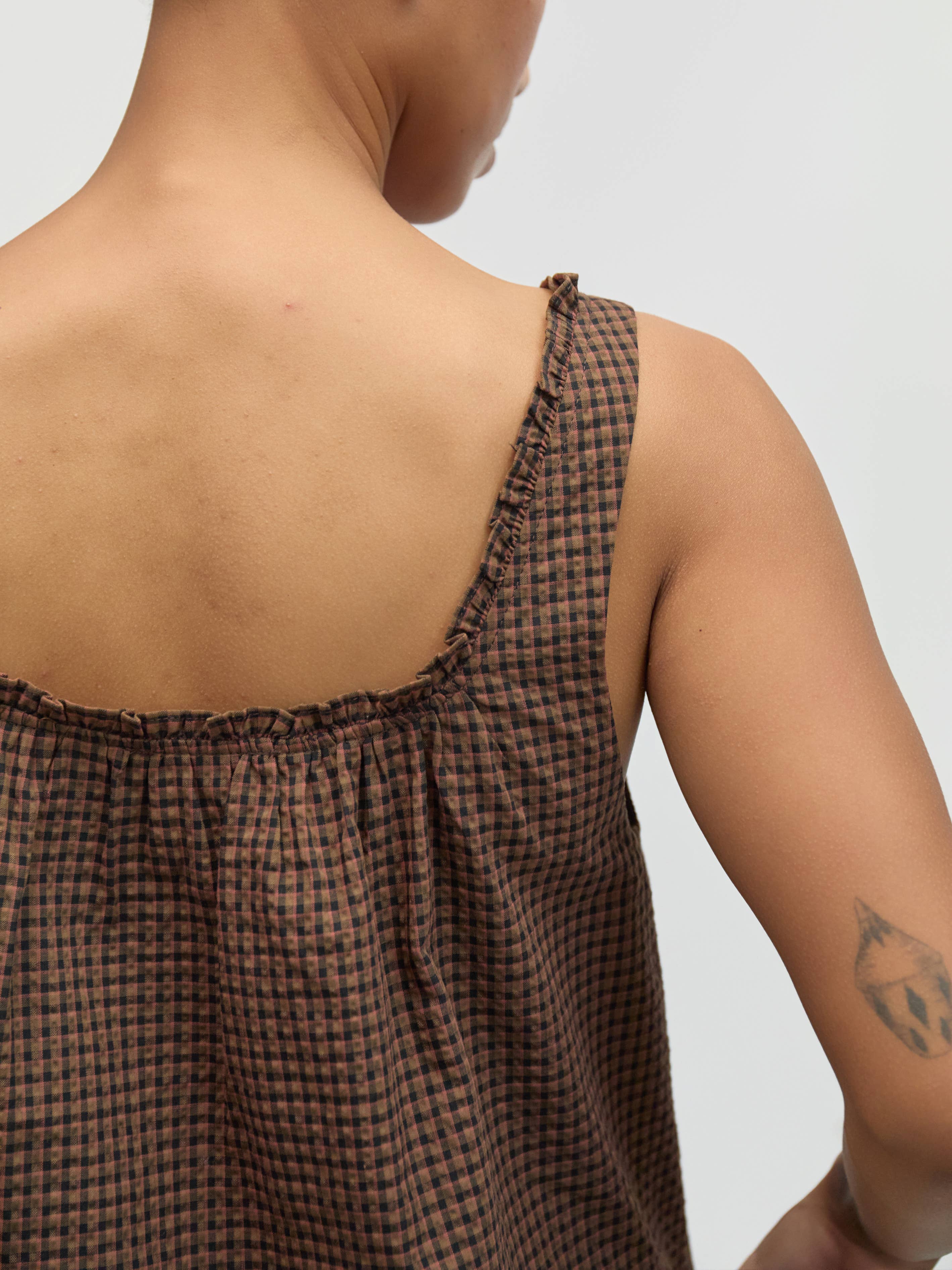 Brown Plaid Gabby Mini Dress