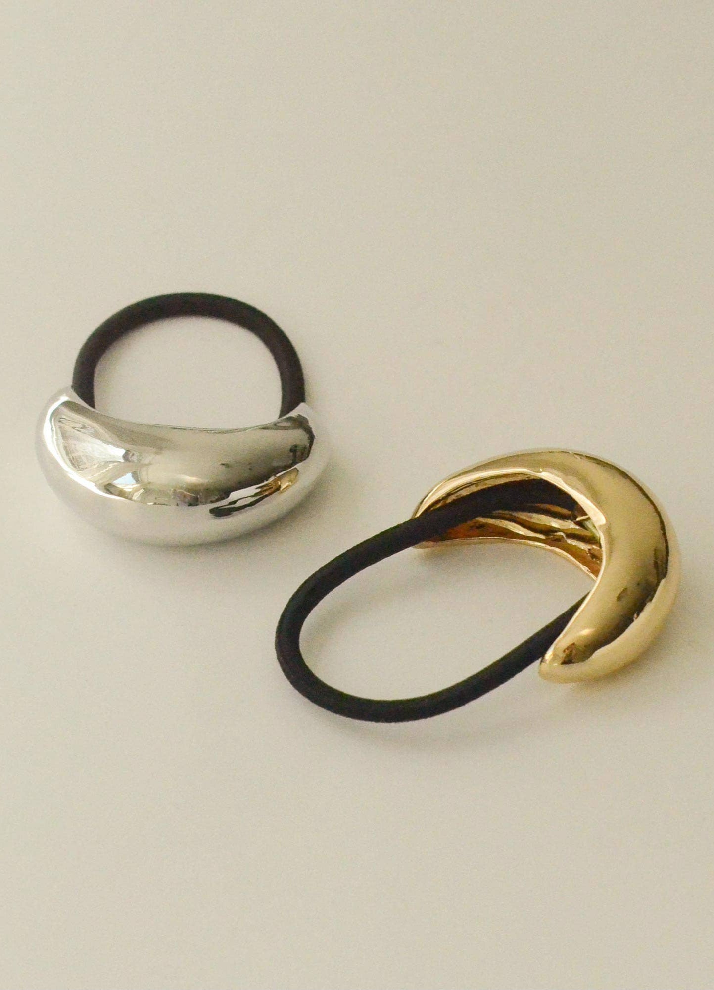 Silver Narrow Crescent Metal Cuff Hair Tie