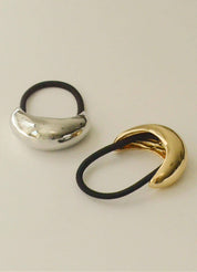 Silver Narrow Crescent Metal Cuff Hair Tie